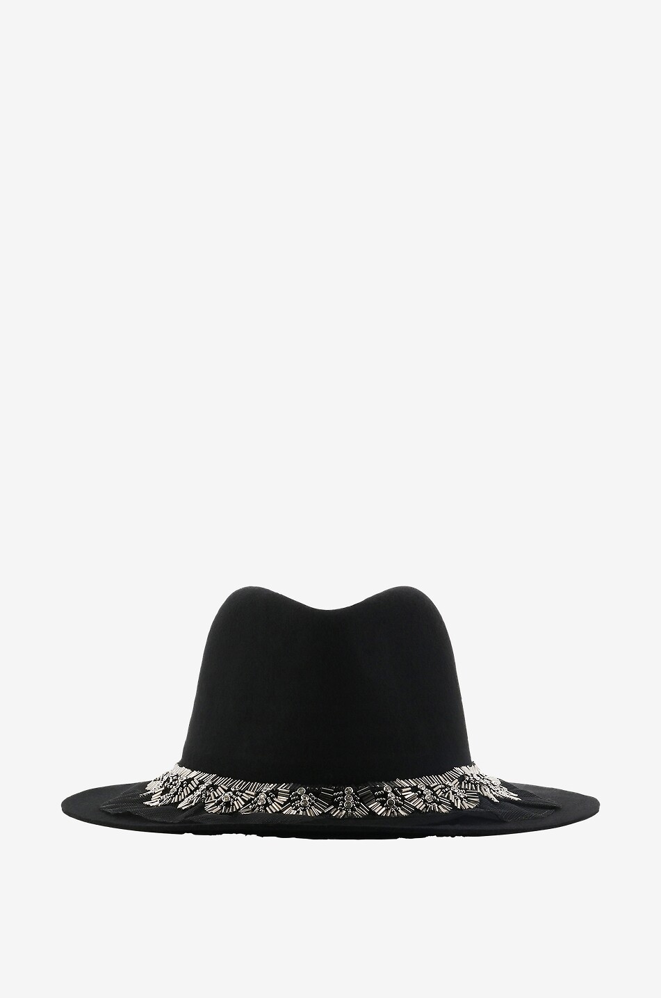 Fedora aus Filz mit Perlenstickereien