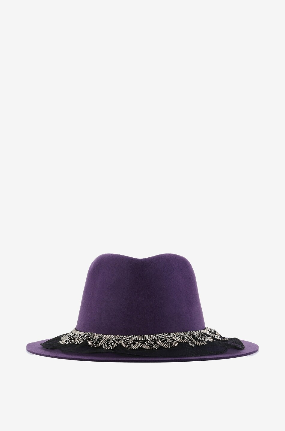 Fedora aus Filz mit Perlenstickereien
