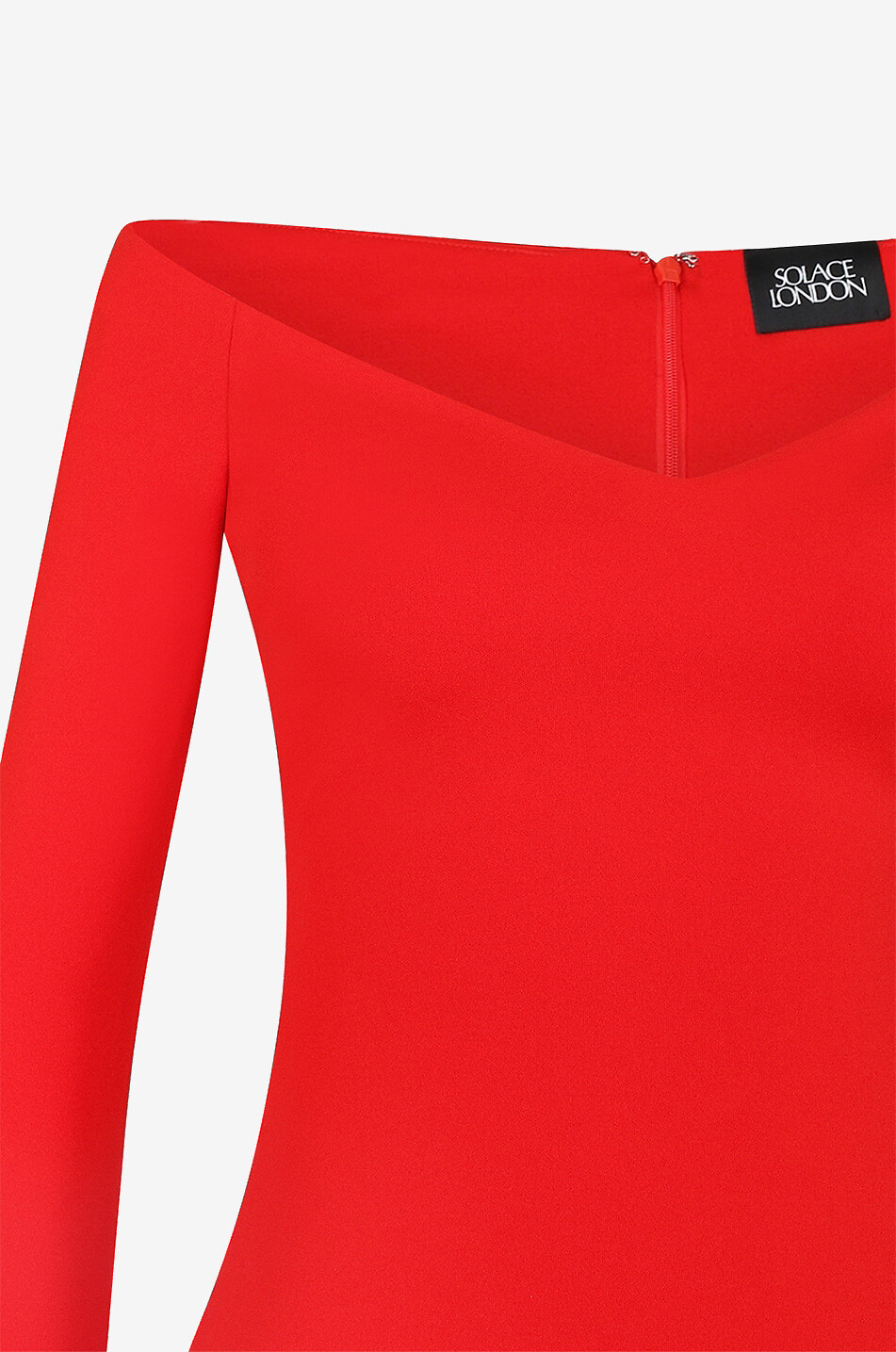 SOLACE LONDON Schulterfreies langes Kleid The Tara Damen ROT 3