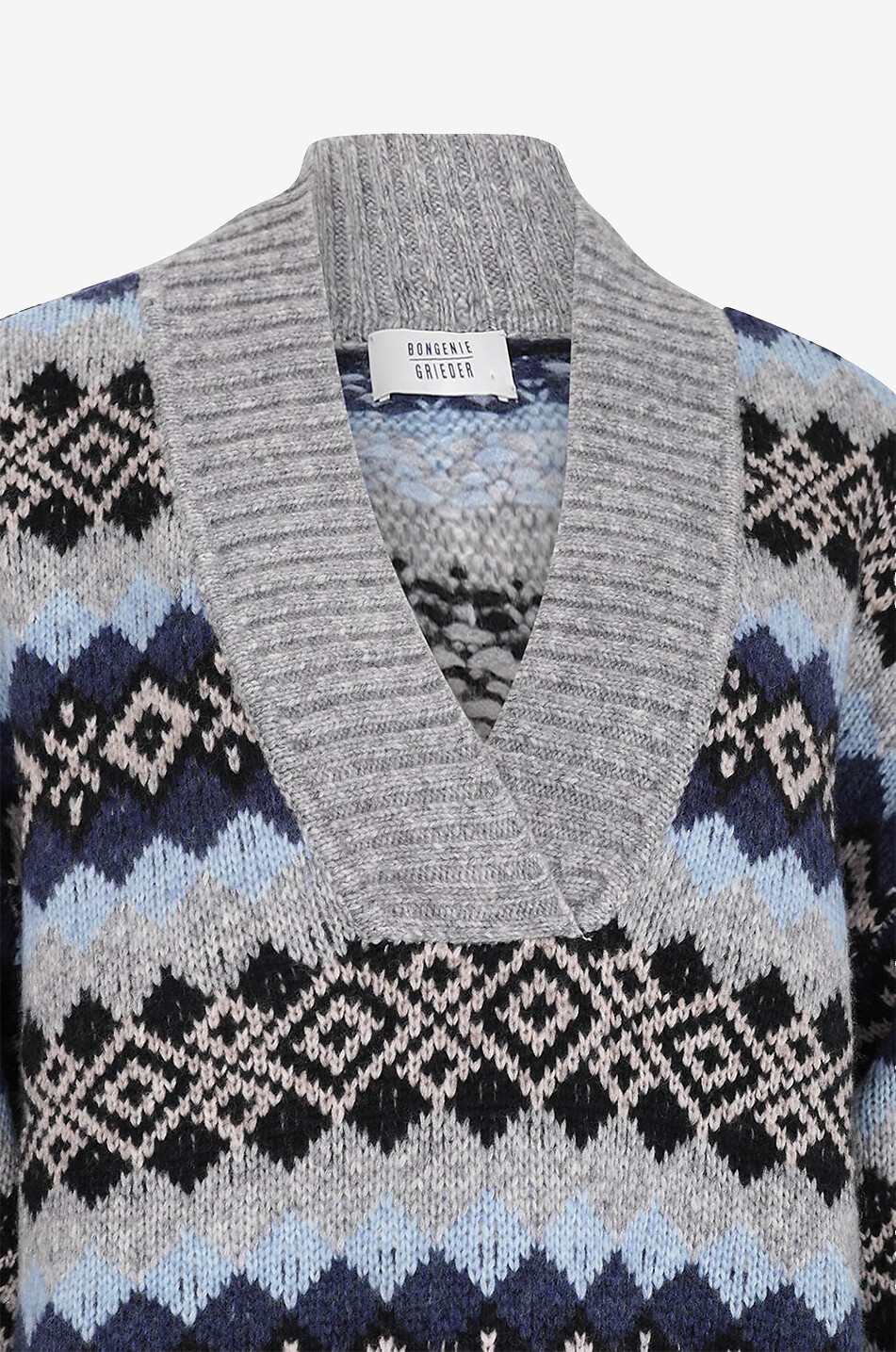 BONGENIE Dicker Jacquardpullover mit tiefem V-Ausschnitt Damen BUNT 3