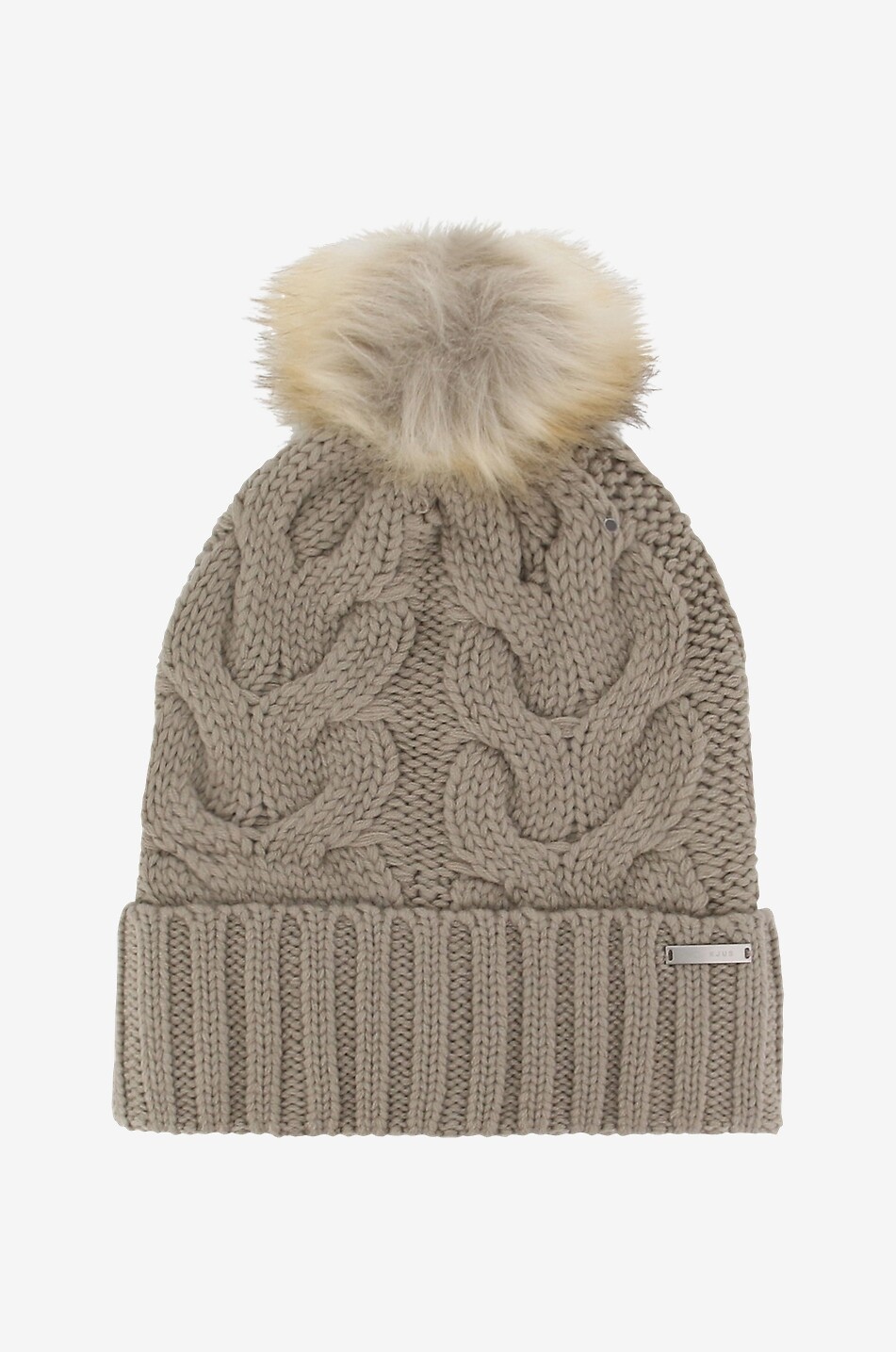 KJUS Pom cable knit beanie with fleece lining Women Medium beige 1