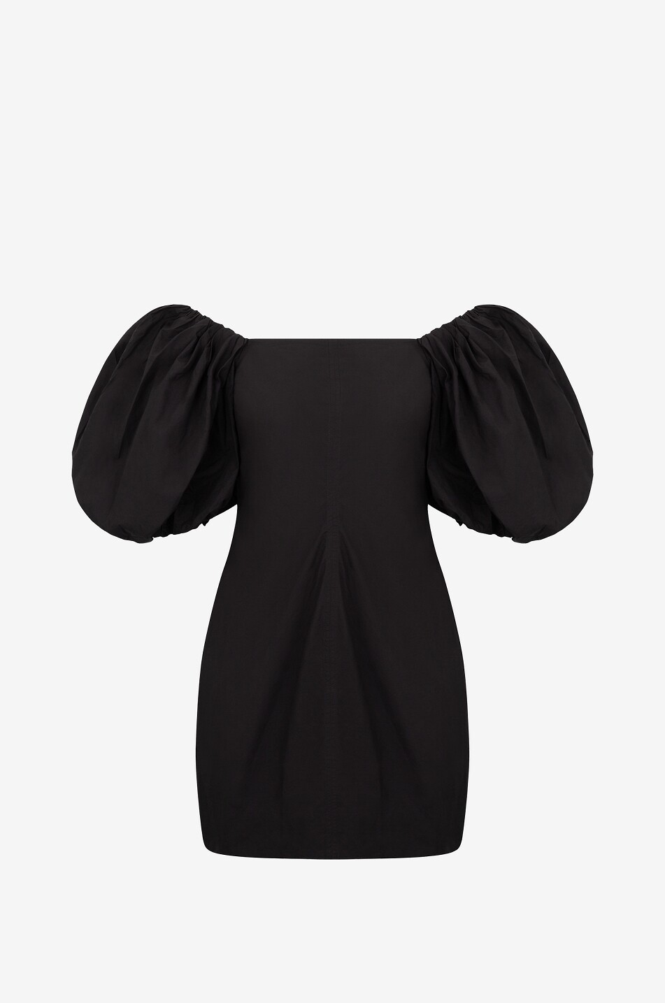 GANNI Mini robe en popeline à col carré et manches bouffantes Femme NOIR 1