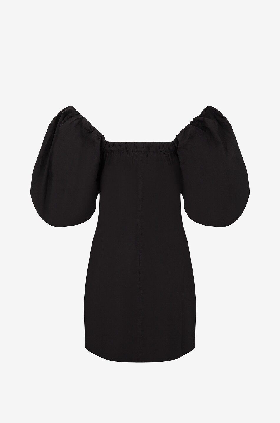 Mini robe en popeline à col carré et manches bouffantes