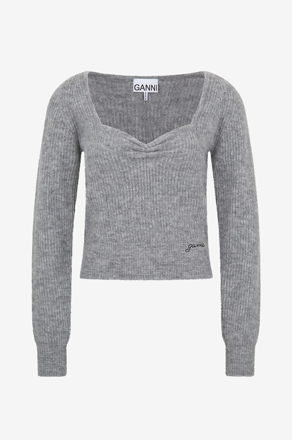 Pull côtelé à encolure coeur