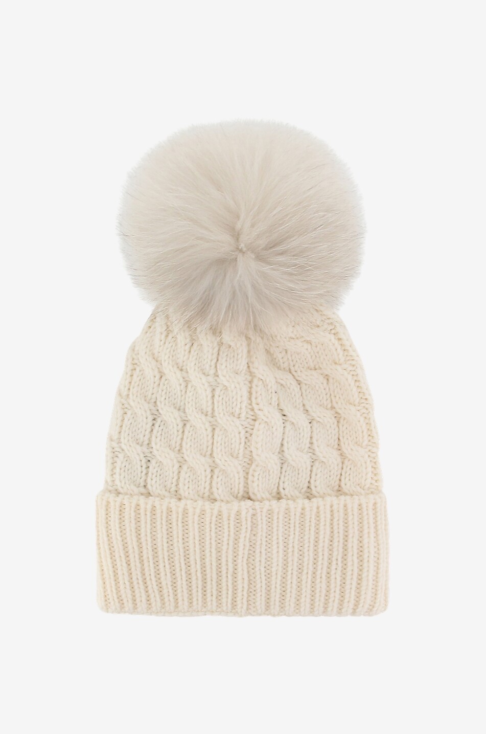 Bonnet torsadé à pompon duveteux Après-Ski