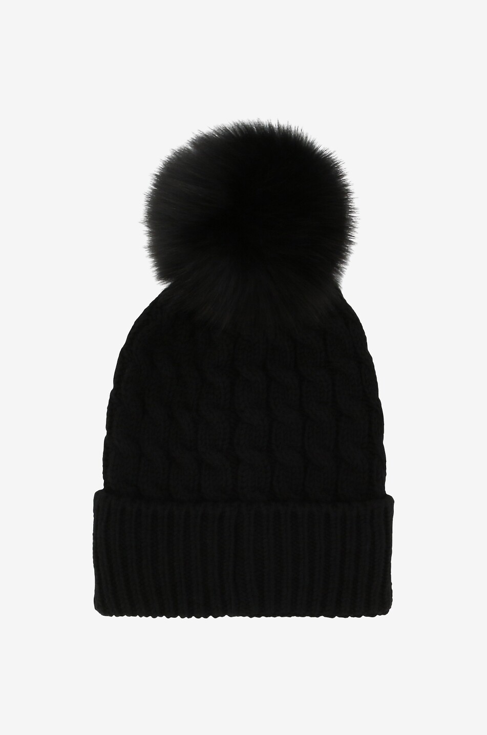 MONCLER GRENOBLE Après-Ski cable-knit beanie with fluffy pom-pom Women BLACK 2