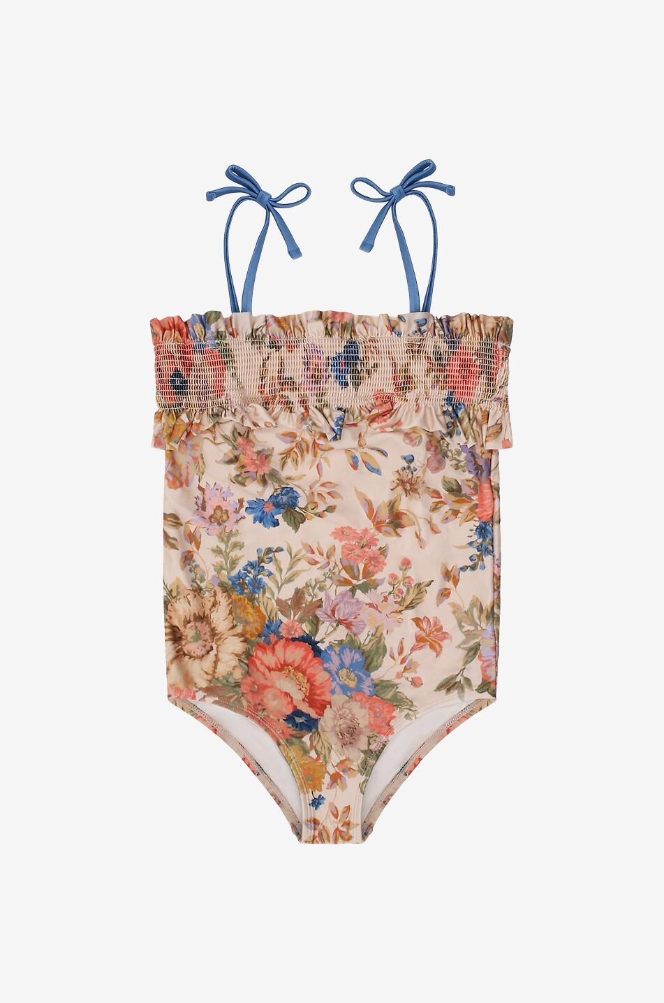 ZIMMERMANN Geblümter Mädchen-Badeanzug August Shirred Frill Mädchen HELLROSA 1