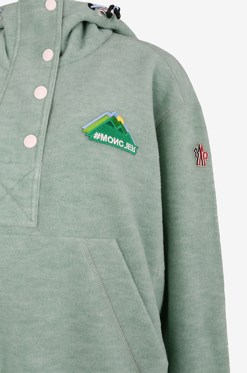 MONCLER GRENOBLE Sweat-shirt à capuche en polaire patch montagne #MONCLER Femme VERT CLAIR 3