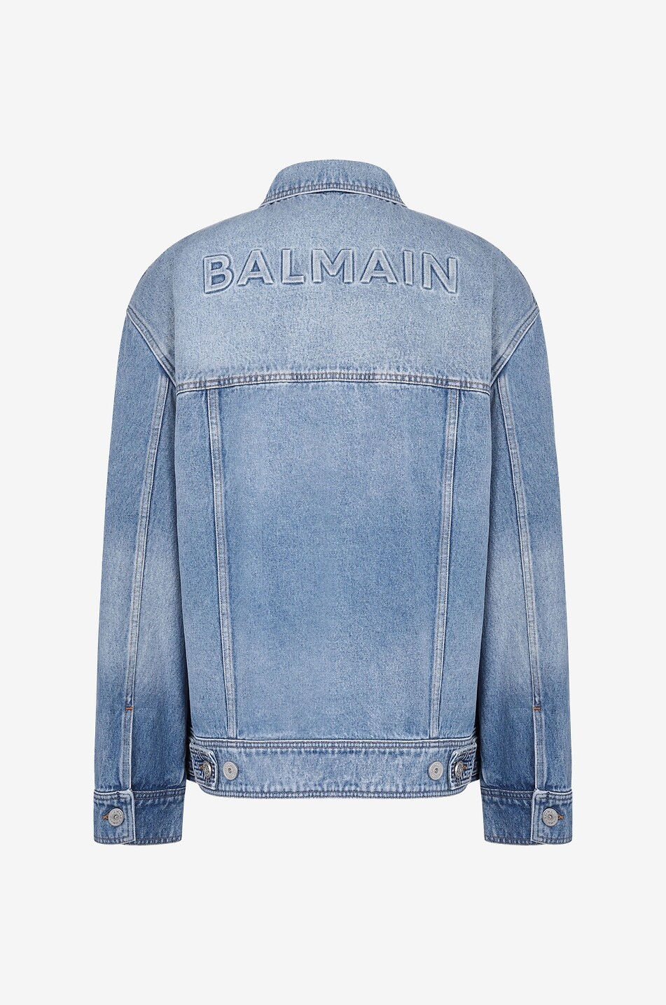 BALMAIN Oversize-Jeansjacke mit Monogrammen Herren BLAU 2