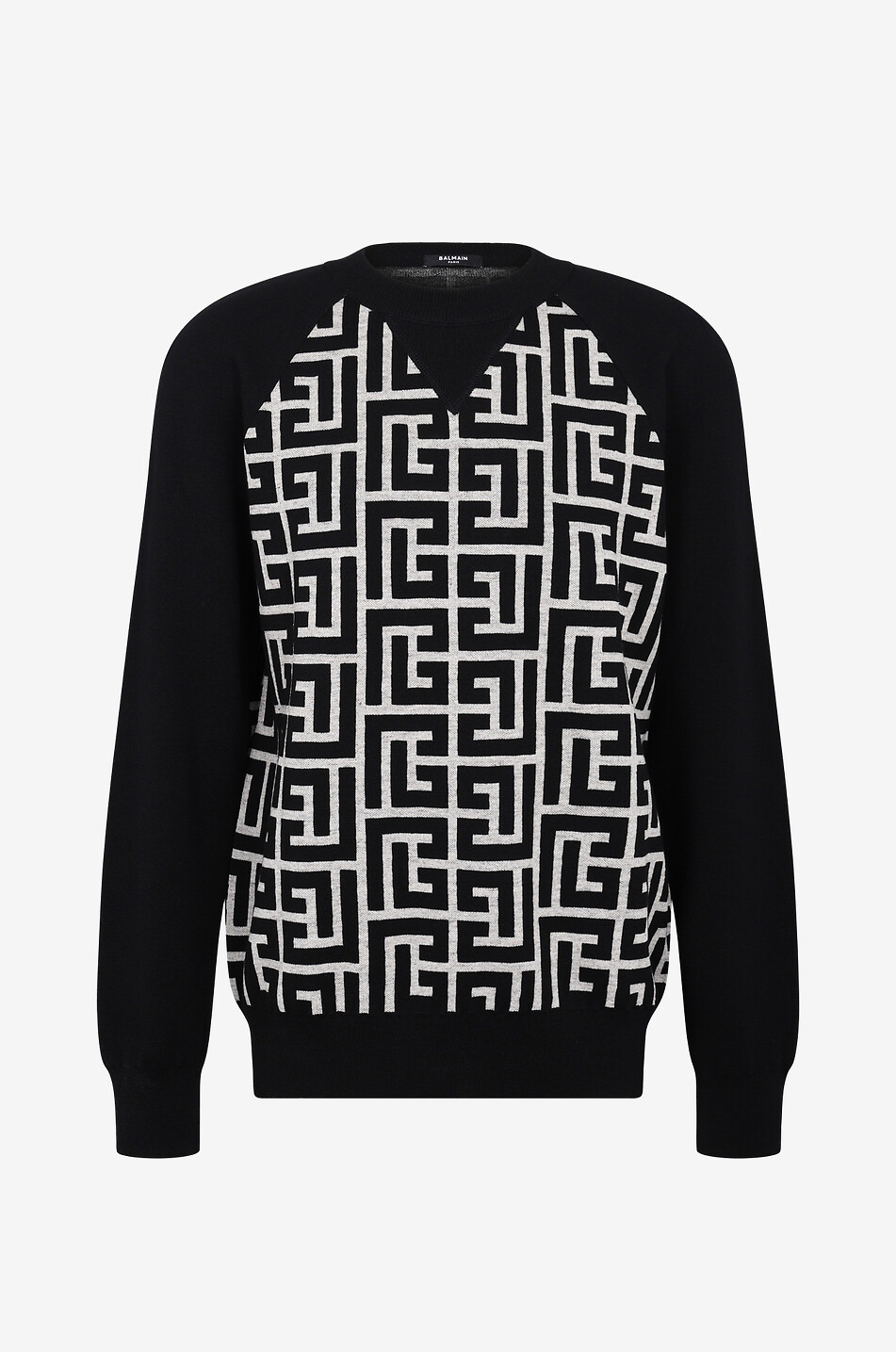 Pull jacquard fin motif monogrammes