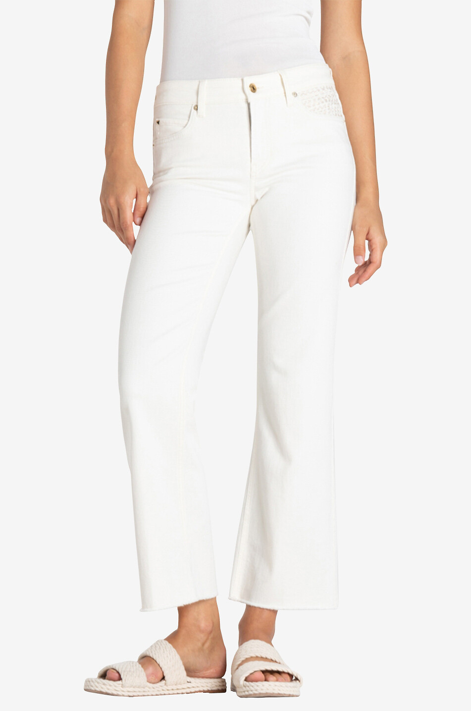 CAMBIO Jean bootcut taille basse à broderies Francesca Femme BLANC 3