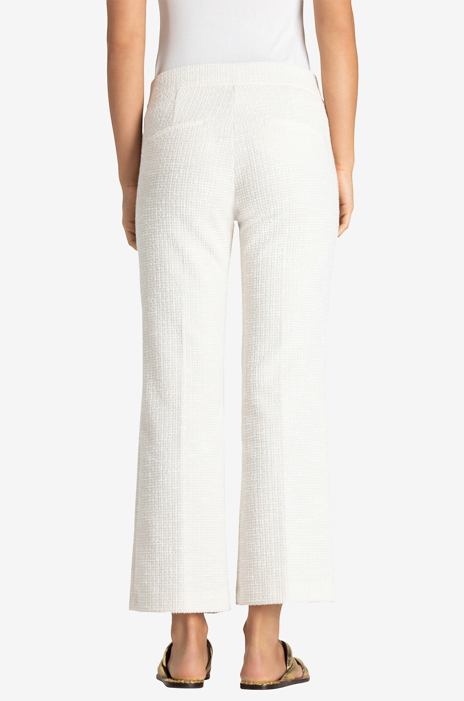 CAMBIO Faith tweed effect flared cropped jersey trousers Women EGGSHELL 4