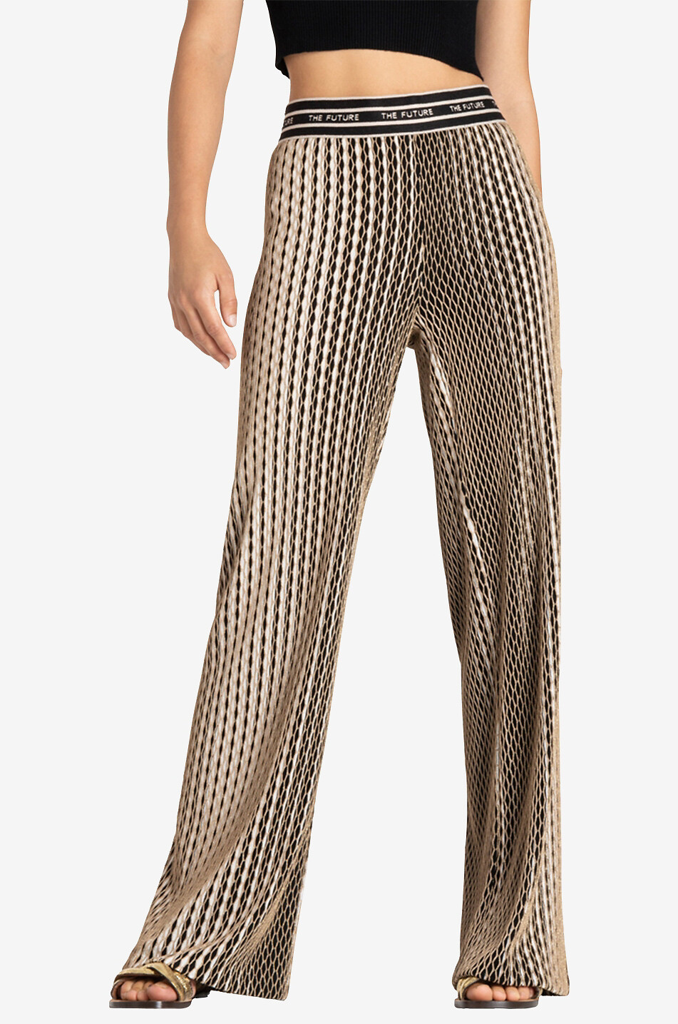 Pantalon large en jersey jacquard motif losanges Allison