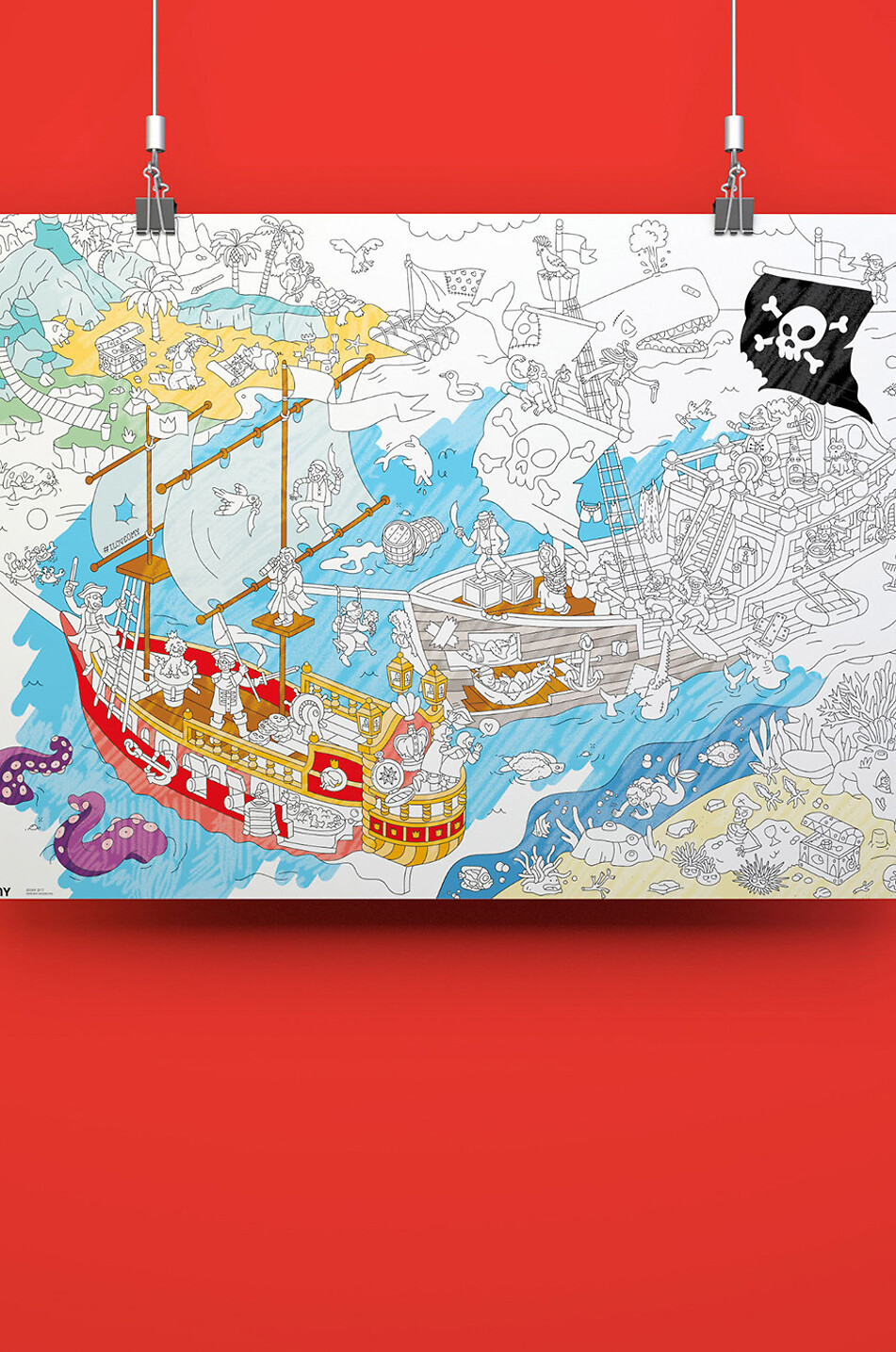 OMY Riesenposter zum Ausmalen Pirates Baby Farblos 4