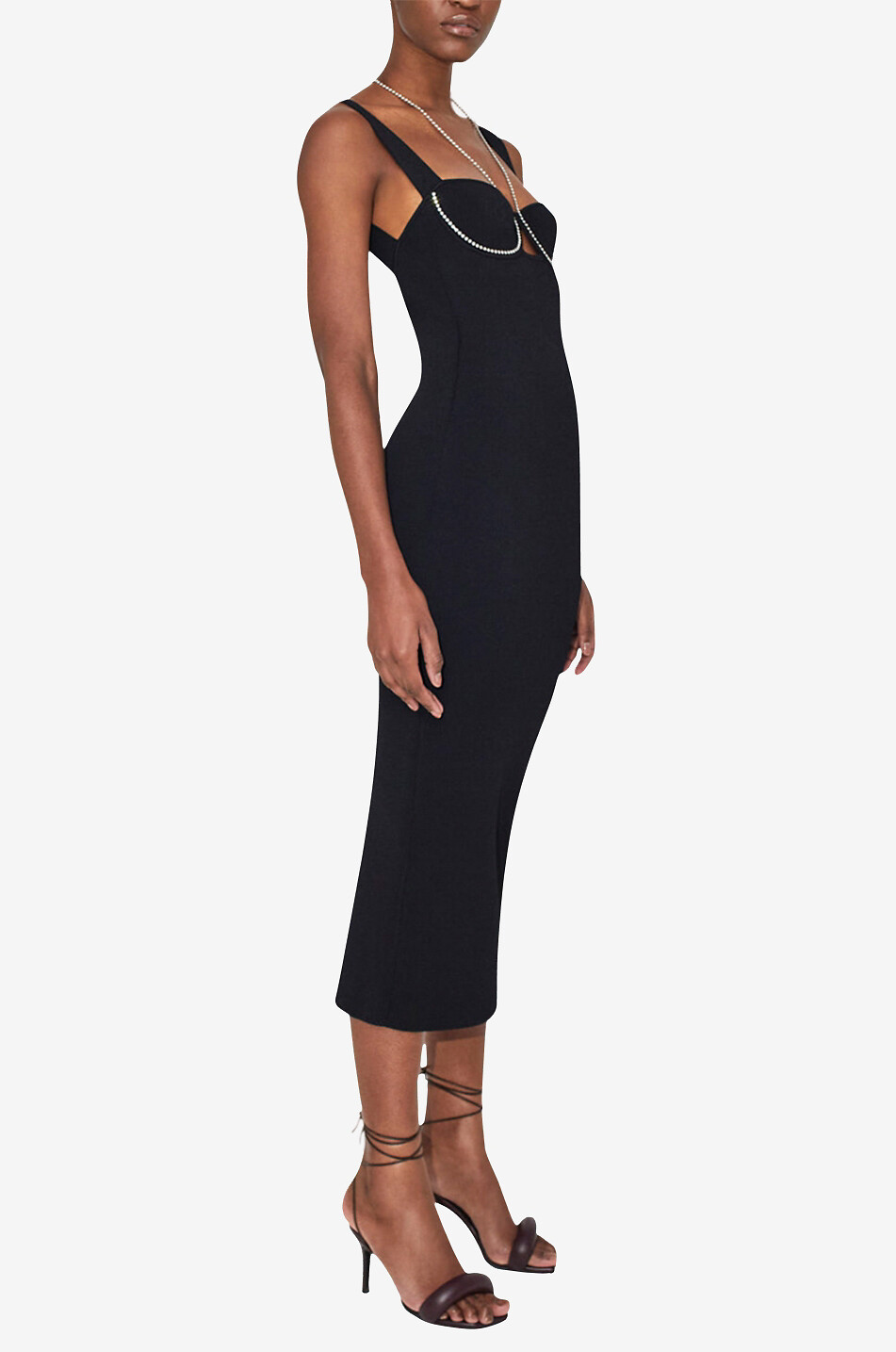 GALVAN LONDON Celeste midi knit strappy dress Women BLACK 3