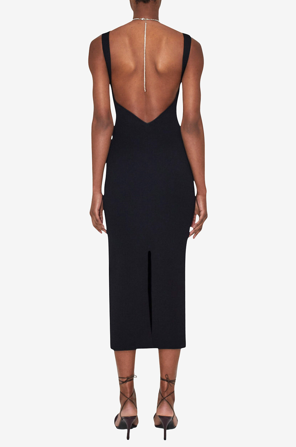 GALVAN LONDON Celeste midi knit strappy dress Women BLACK 4