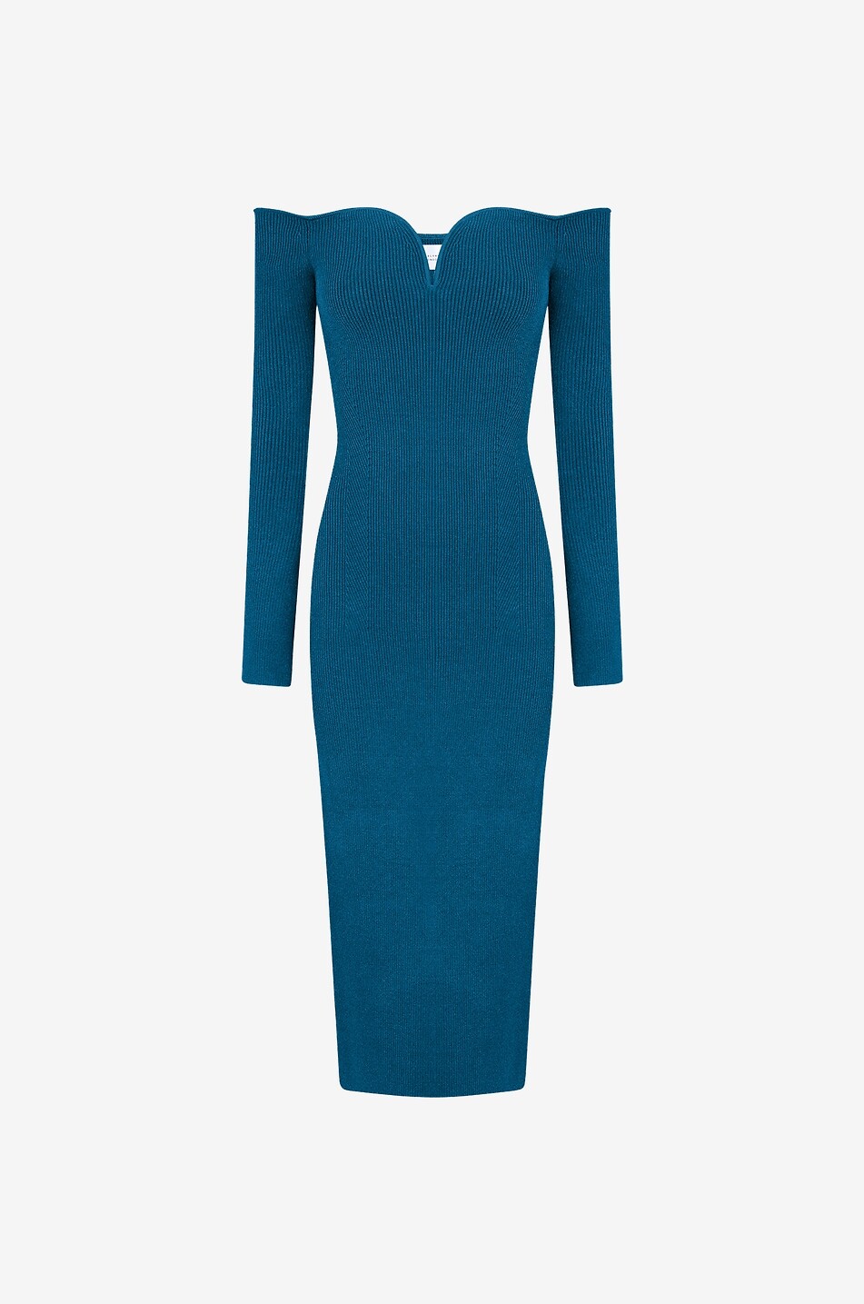 GALVAN LONDON Schulterfreies Strick-Midikleid Grace Damen MITTELBLAU 1