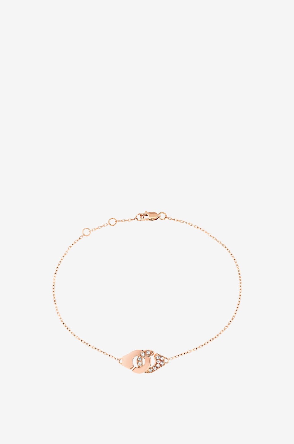 Menottes R8 pink gold and diamond bracelet