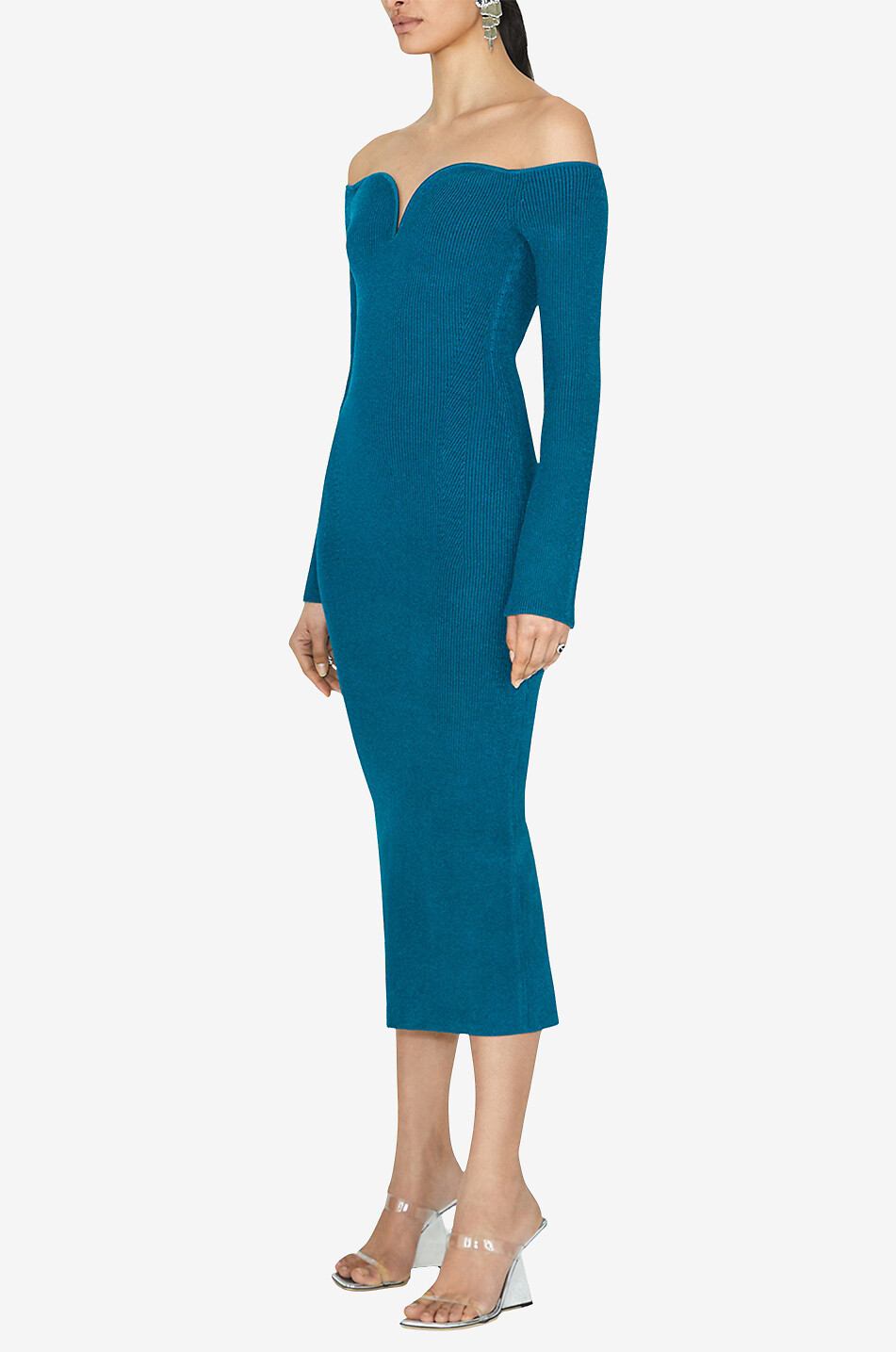 Schulterfreies Strick-Midikleid Grace