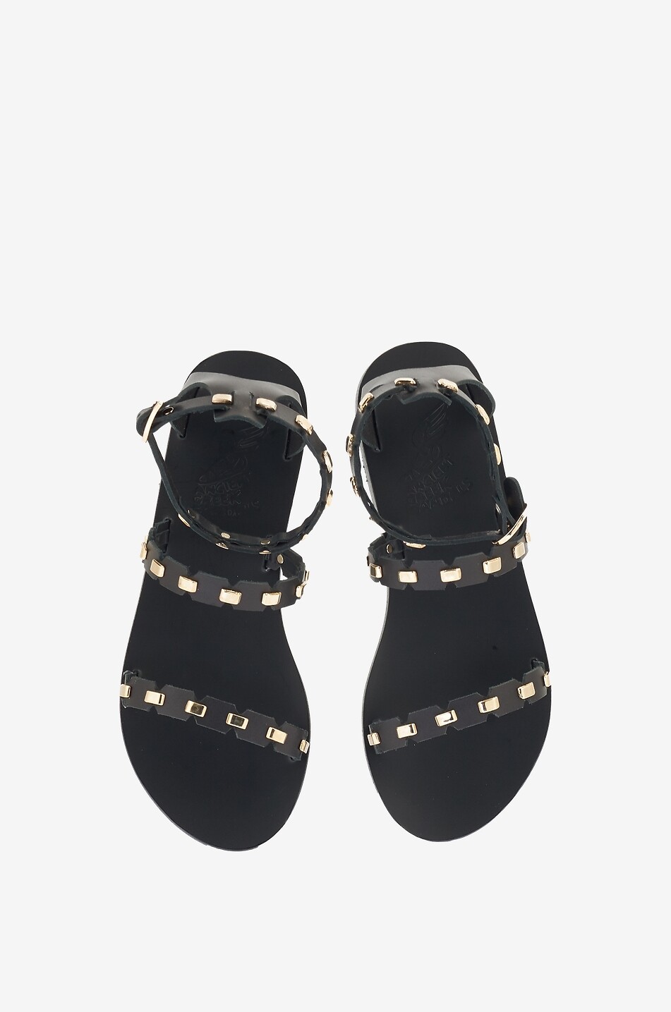 ANCIENT GREEK SANDALS Sandales plates en cuir à clous Coco Femme NOIR 4