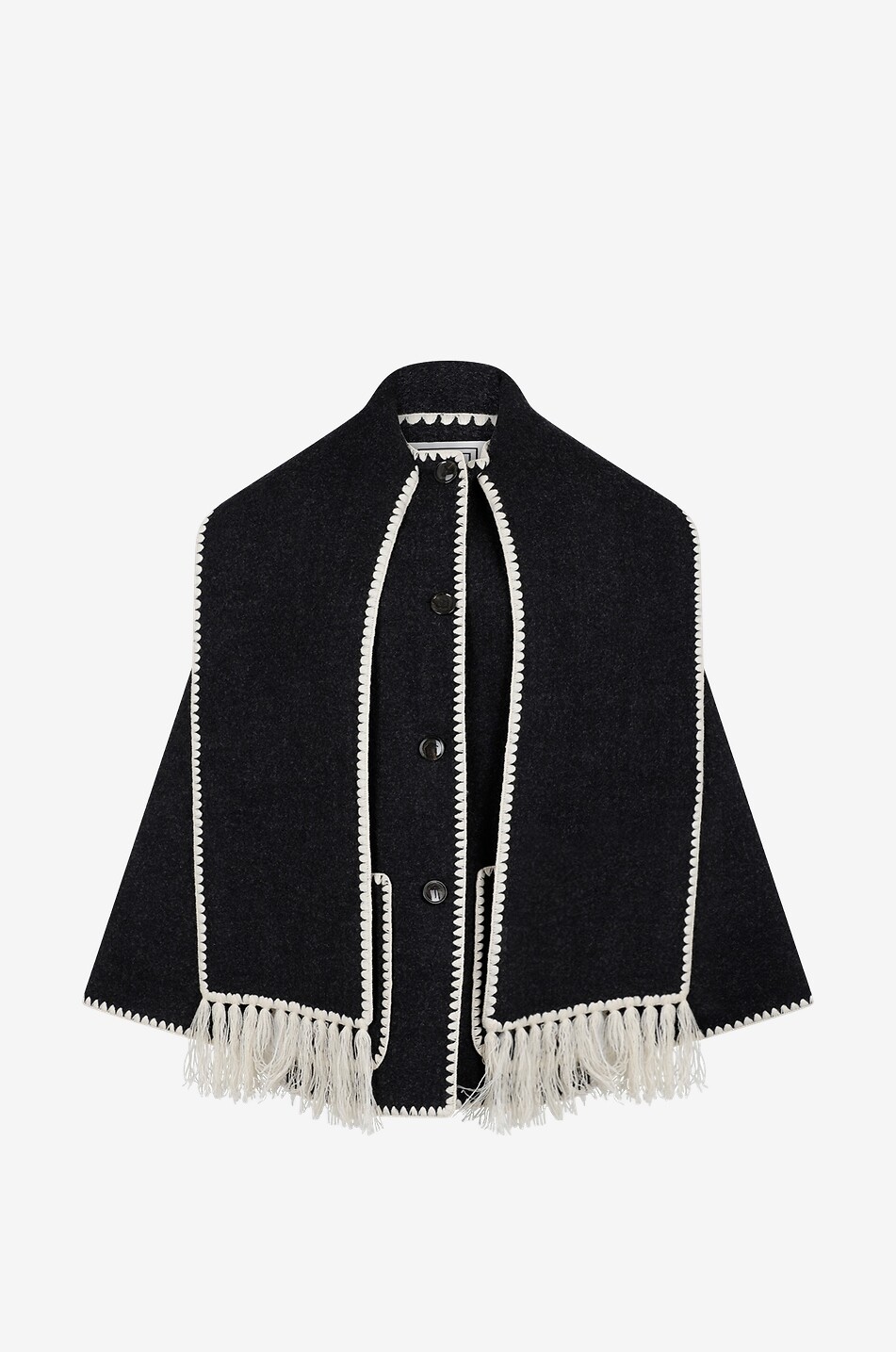 Weite Wolljacke Embroidered Scarf