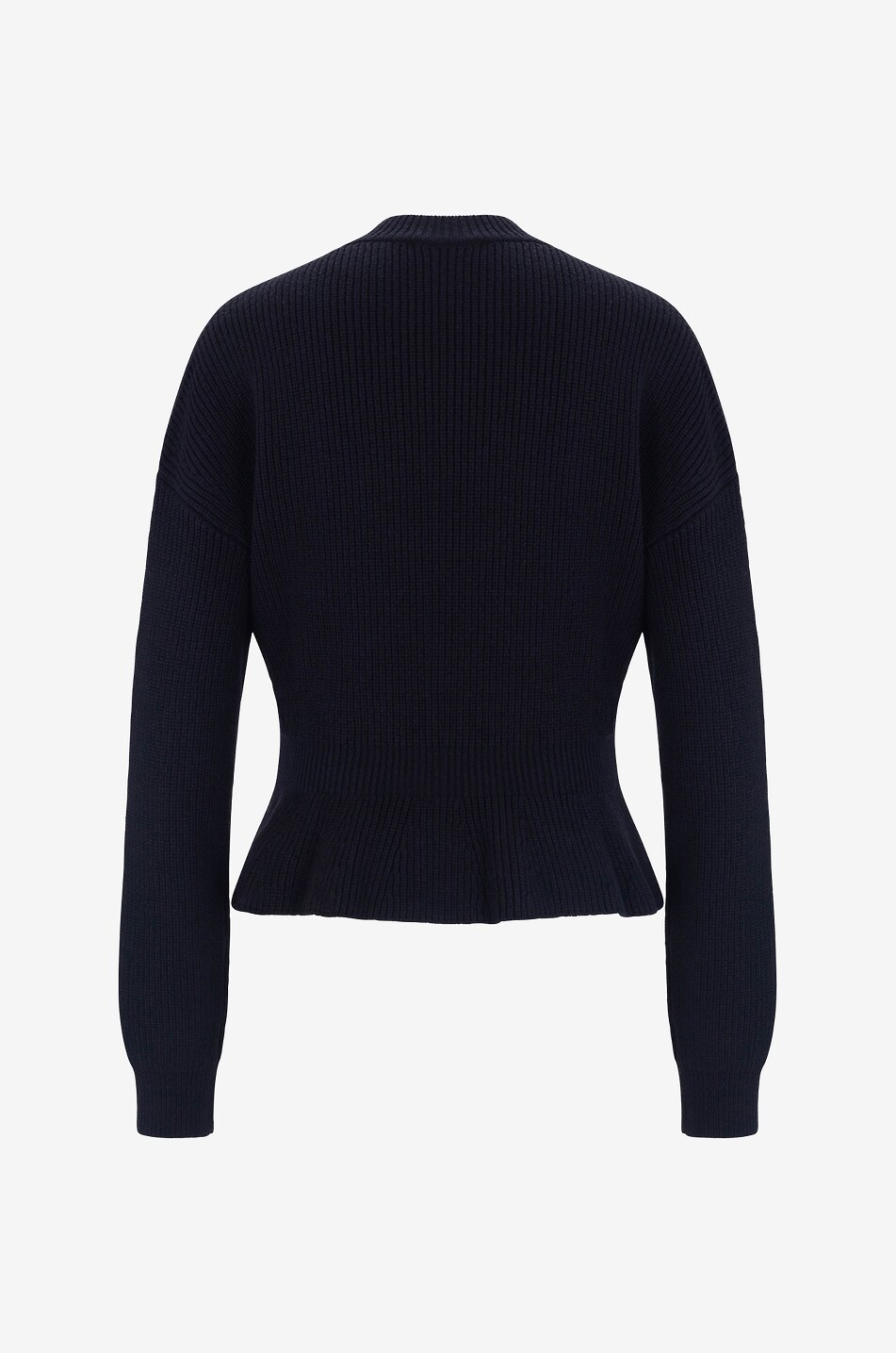 Chunky rib knit jumper with peplum and stand-up collar