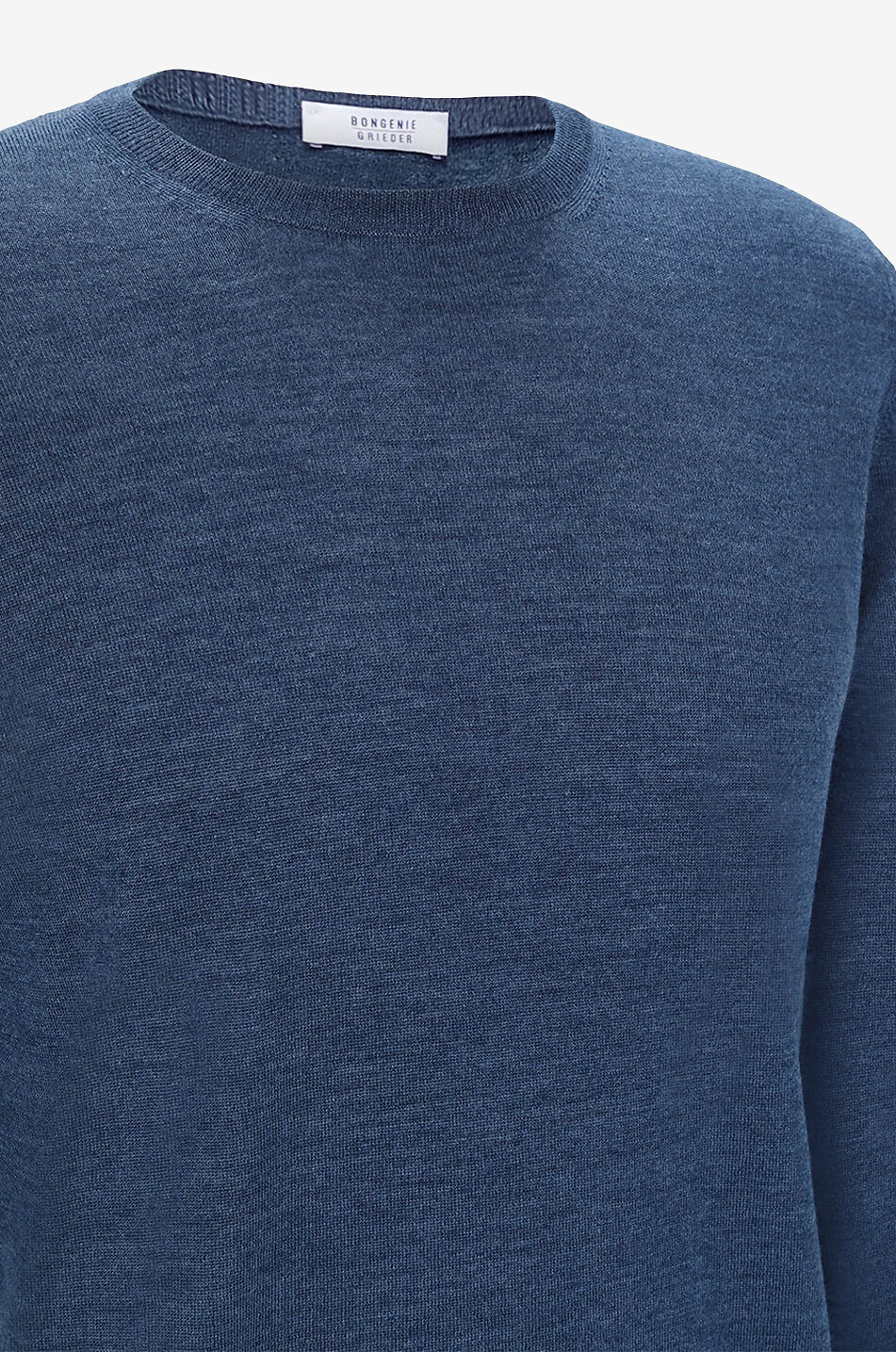 BONGÉNIE Fine wool and silk crewneck jumper Men MEDIUM BLUE 3