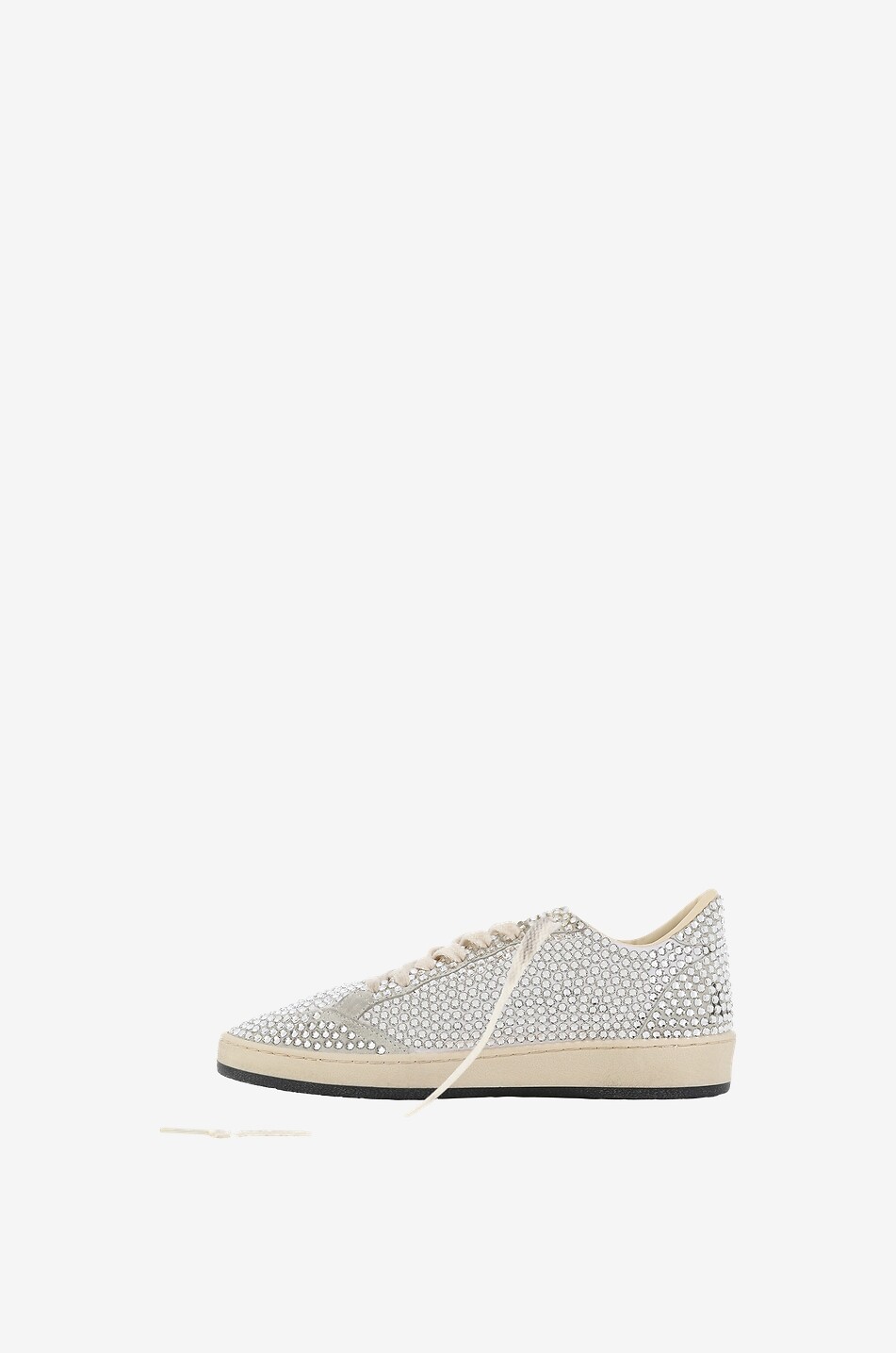 GOLDEN GOOSE Baskets basses à lacets recouvertes de cristaux Ball Star Femme ARGENT 3
