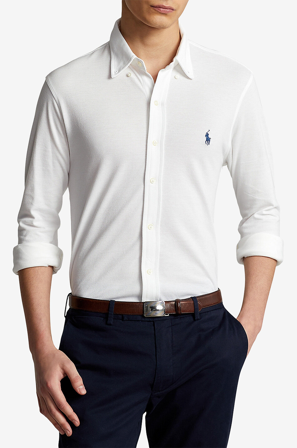 POLO RALPH LAUREN Chemise en coton piqué Featherweight Homme BLANC 2