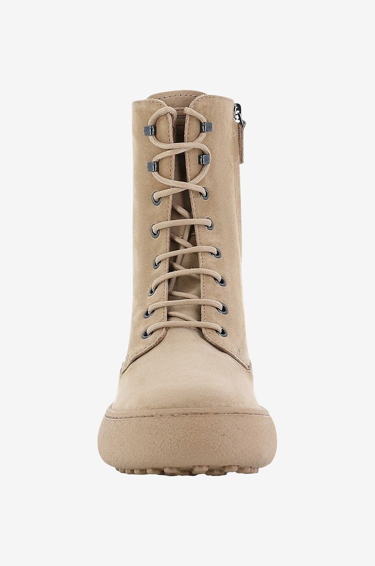 TOD'S Winter Gommino lace-up ankle boots in suede Women BEIGE 2