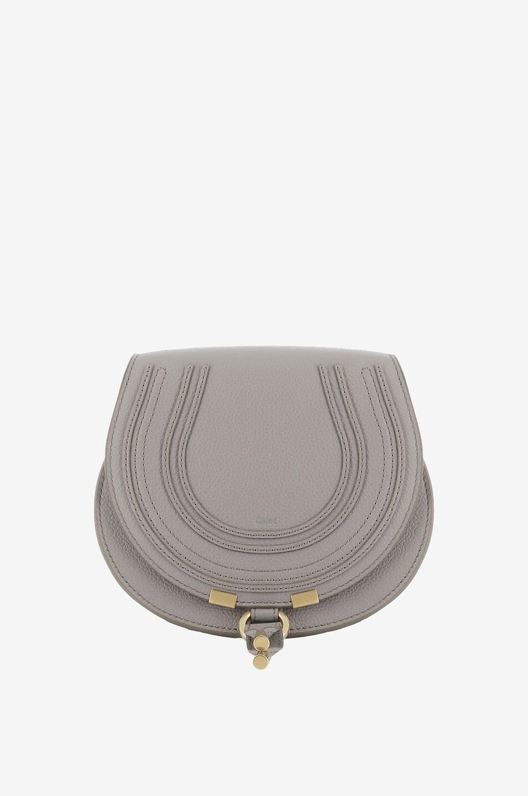 CHLOE Sac porté épaule en cuir grainé Marcie Small Femme GRIS 1
