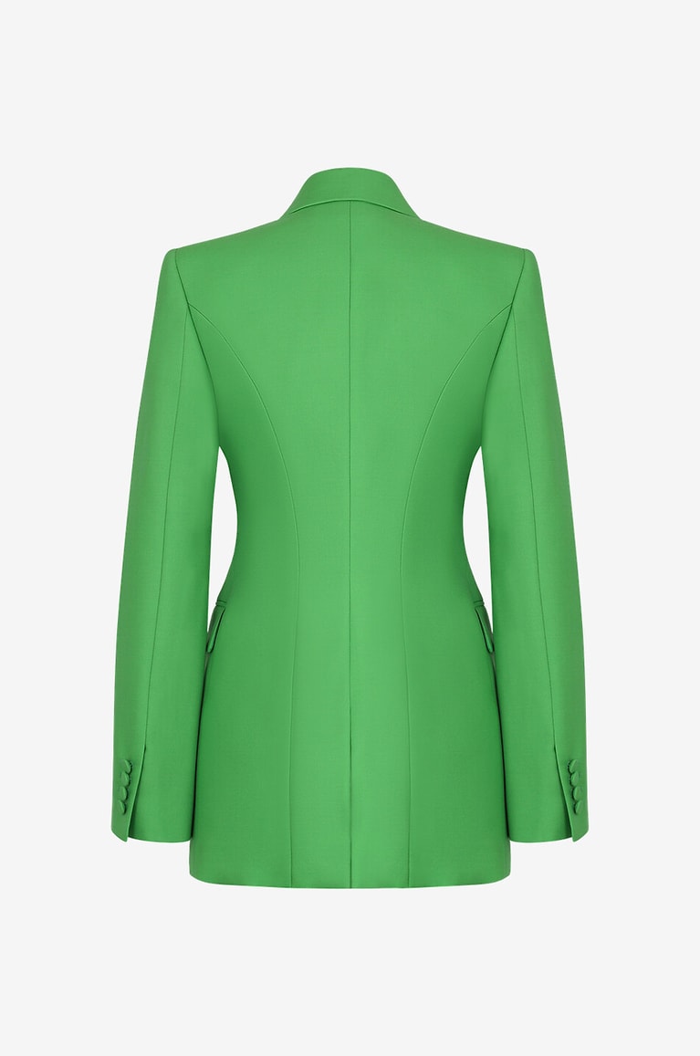 ALEXANDER McQUEEN Blazer en laine et mohair à boutonnage double Femme VERT 2