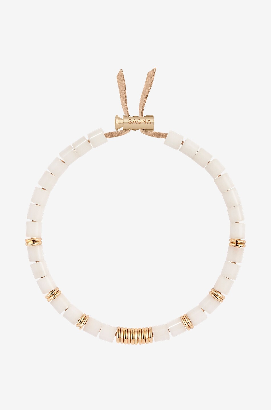 SAONA Collier en daim et perles Nevada Marissa Femme BLANC CASSE 1