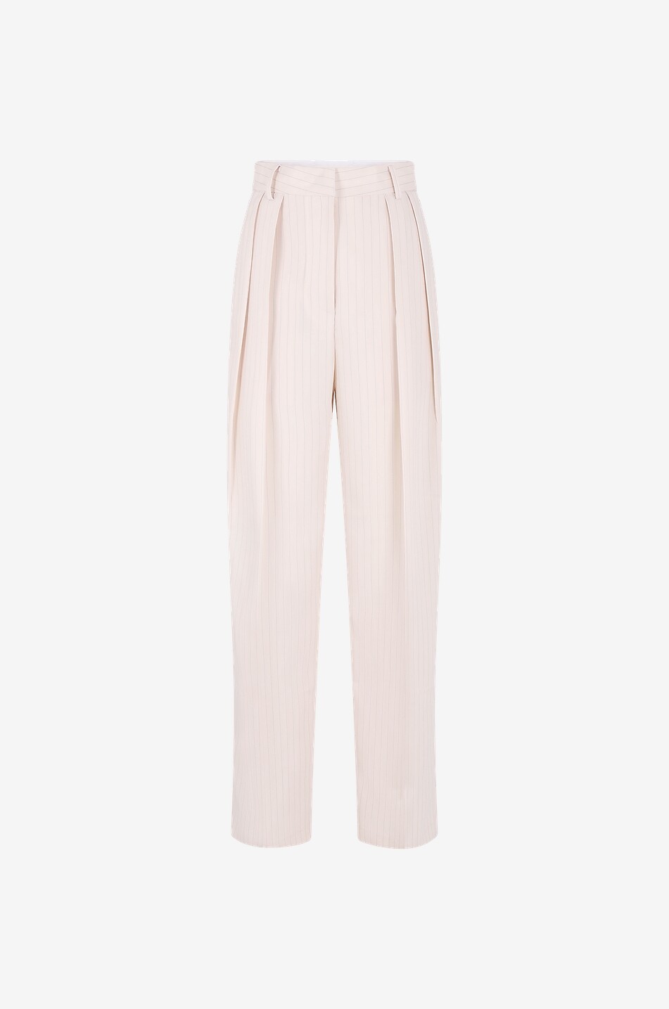 Gestreifte Crêpe-Hose mit weitem Bein und hohem Bund Tansy