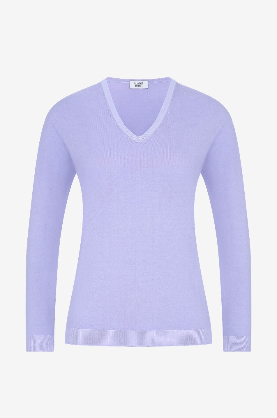 BONGENIE Feinstrickpullover aus Wolle mit V-Ausschnitt Damen HELLVIOLETT 1