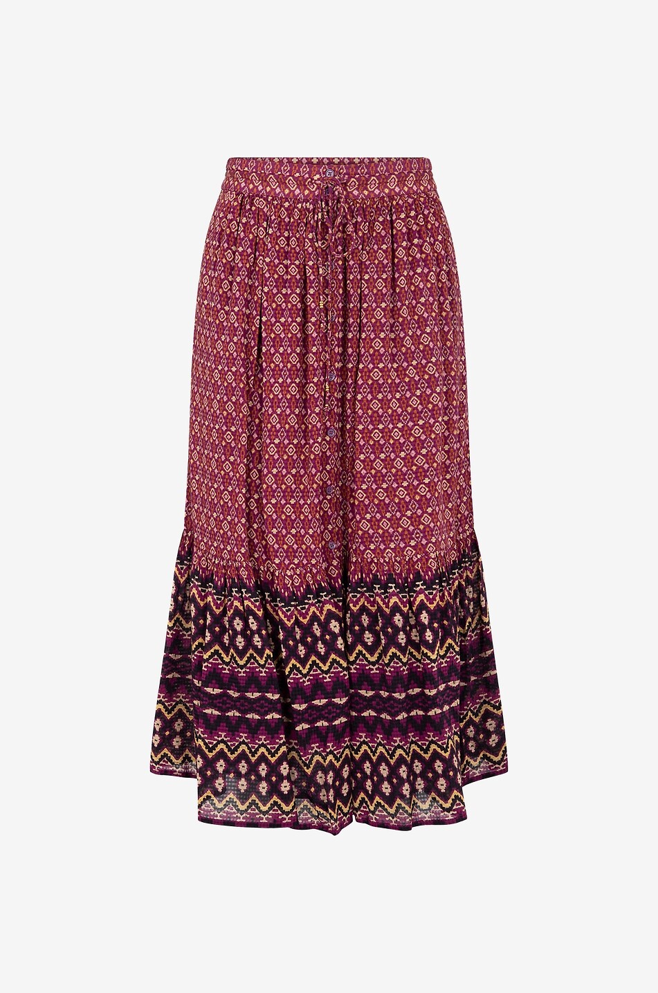 Jupe midi en viscose et coton Soledad