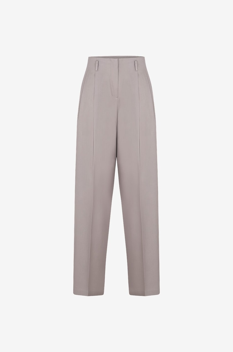 GOLDEN GOOSE Pantalon large en gabardine de laine Flavia Femme BEIGE 1