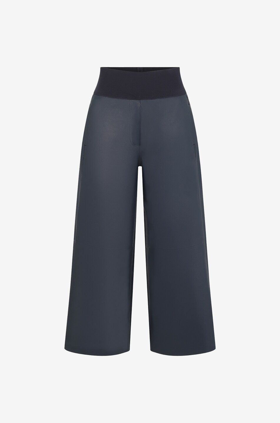 Pantalon large taille haute en cuir nappa