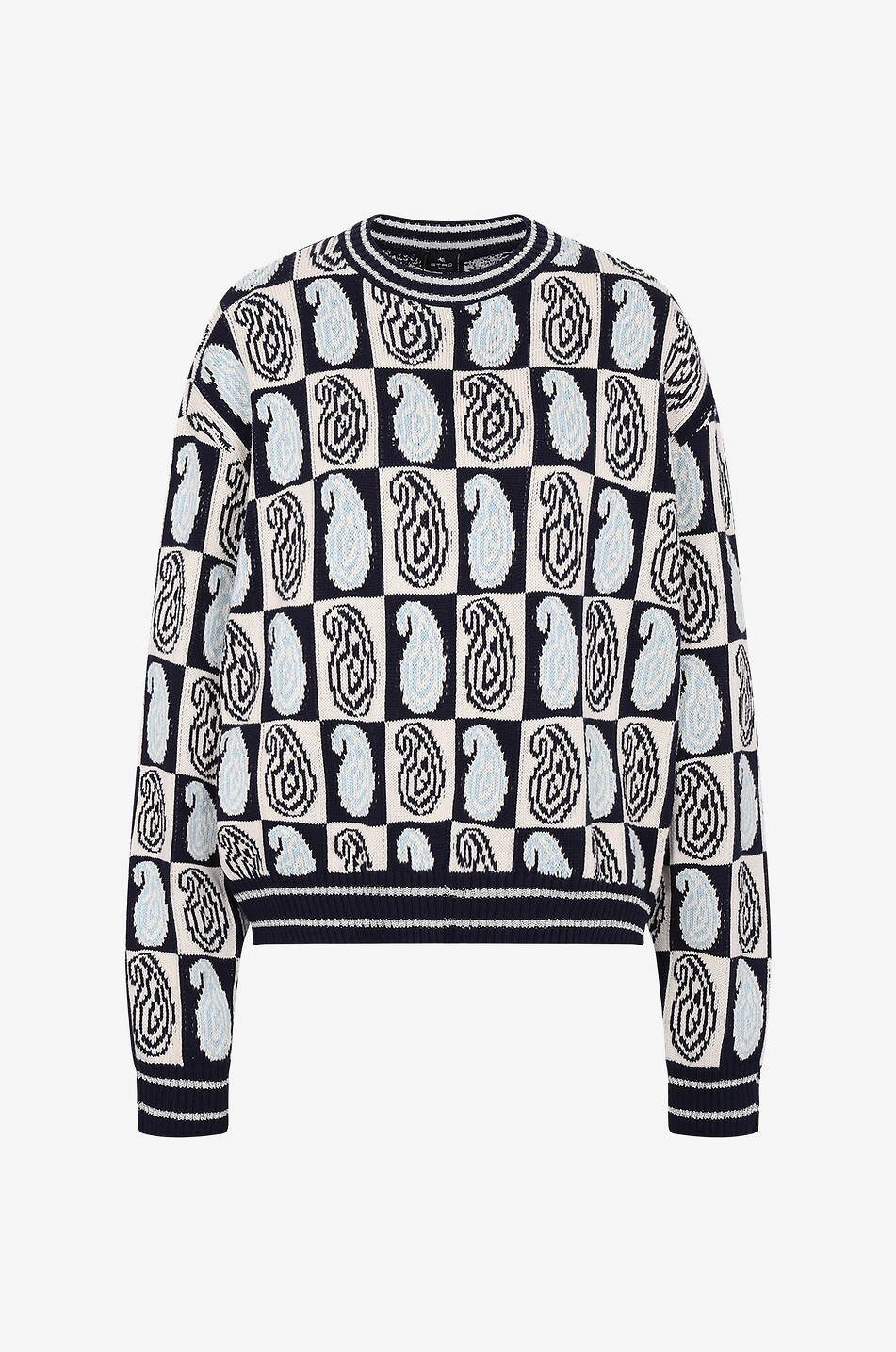 ETRO Pull jacquard en coton damier Paisley Femme MULTICOLORE 1