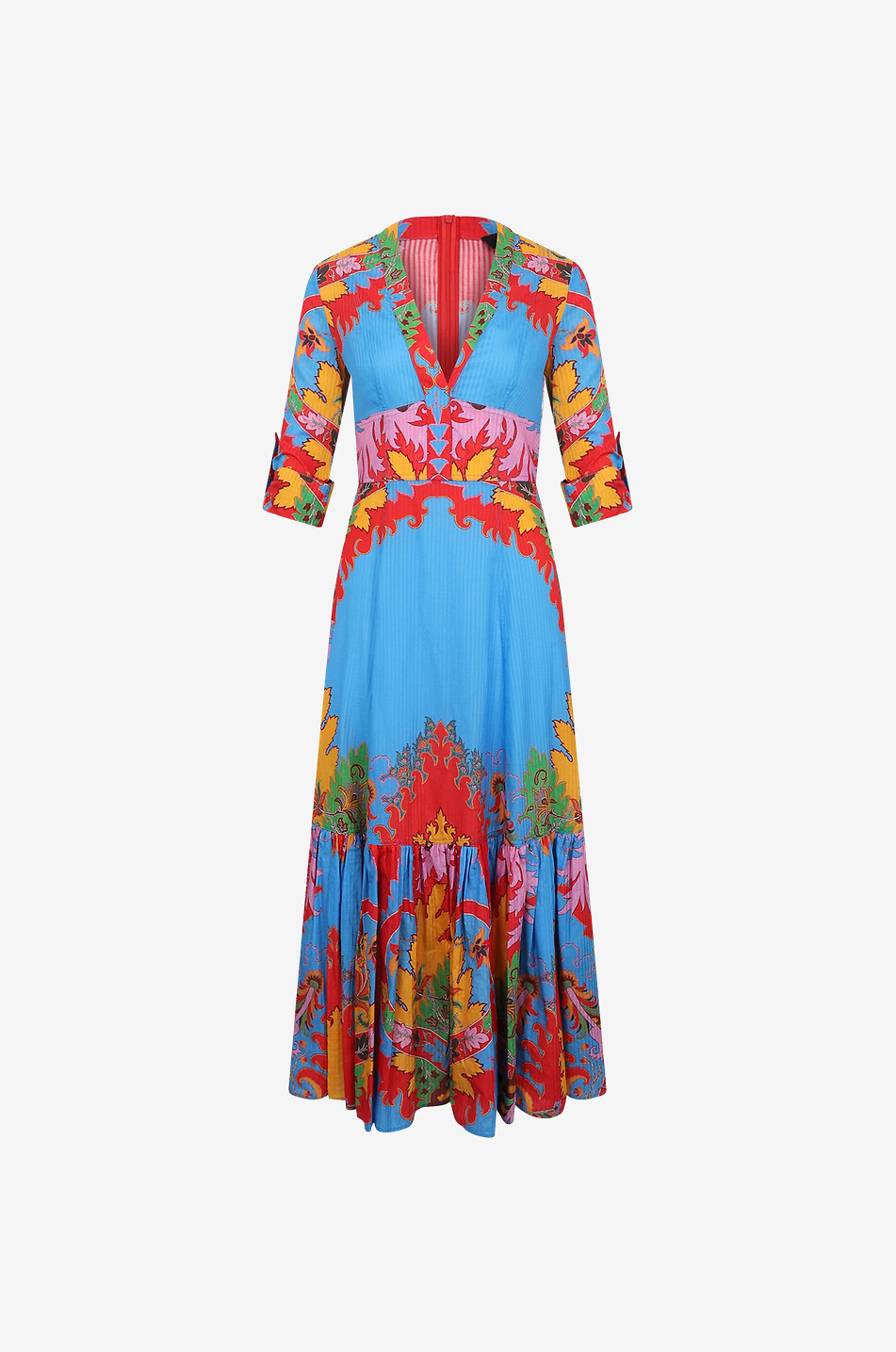 Ausgestelltes langes Kleid aus Baumwolle und Seide Fantaisie Paisley