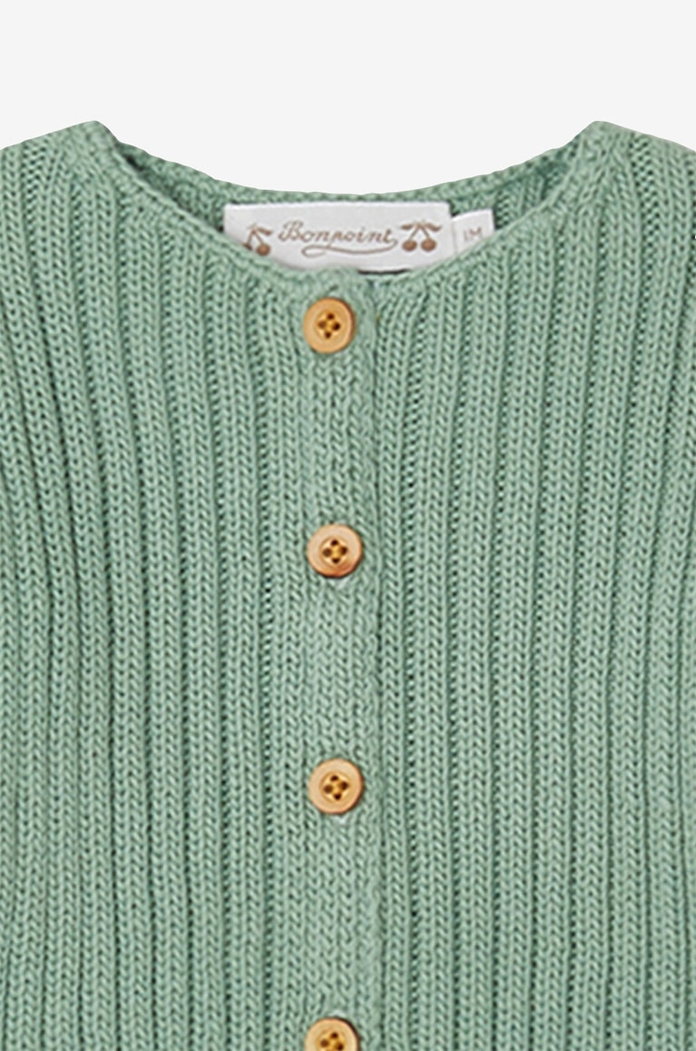 BONPOINT Capricioso cotton round neck baby cardigan Baby GREEN 6