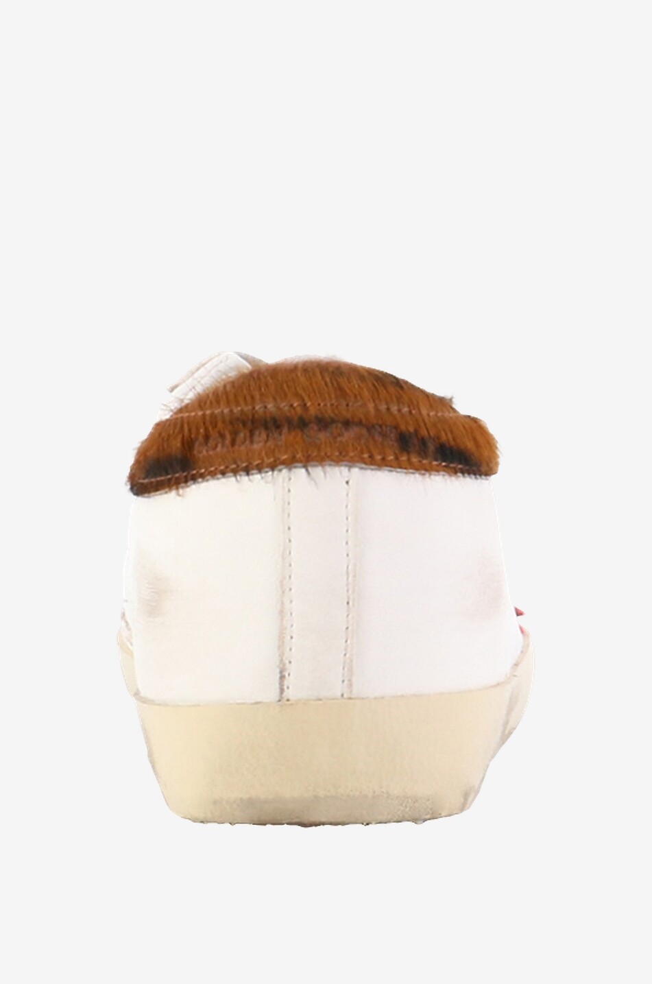 GOLDEN GOOSE Baskets basses en cuir vieilli détail zèbre Super-Star Classic Femme BLANC CASSE 4