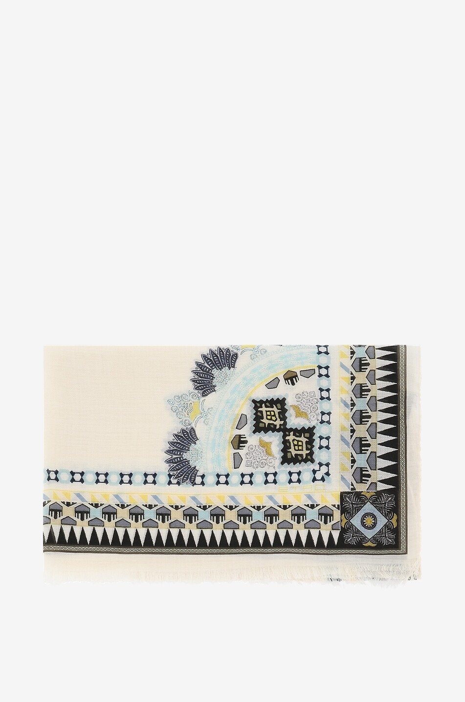 ETRO Feiner Woll- und Seidenschal mit Ethno-Muster Delhy Damen WEISS 1