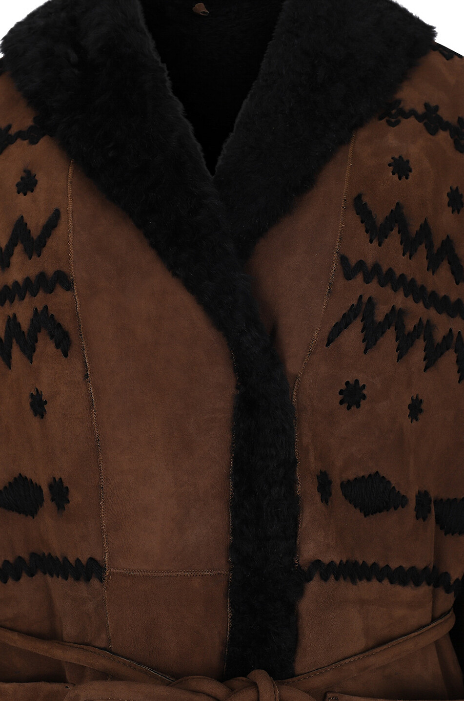 NOVE LEDER Manteau brodé en daim Deli Femme MARRON 3