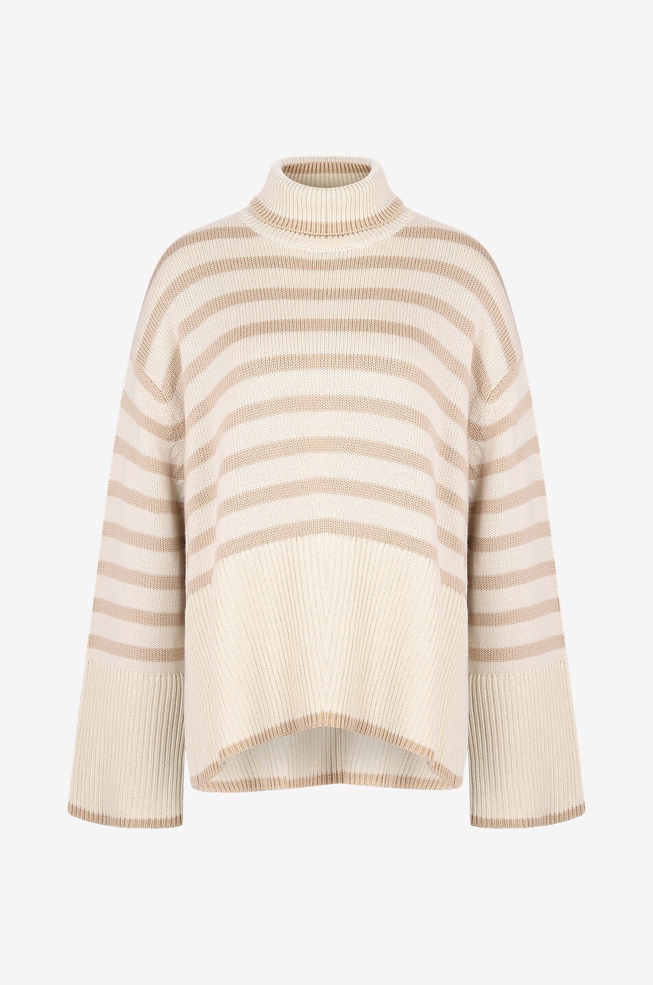 Pull rayé oversize à col roulé Signature