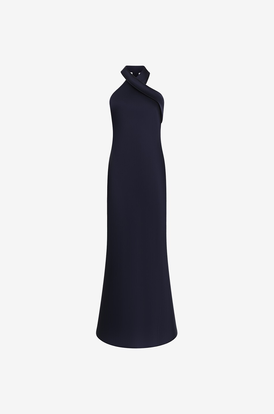GALVAN LONDON Pandora long satin dress with asymmetric neckline Women DARK BLUE 1