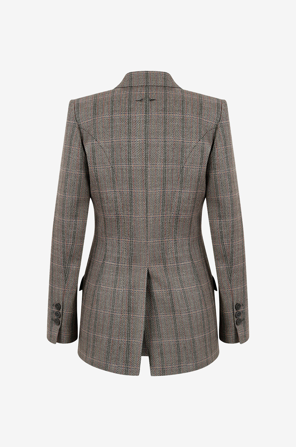 Checked wool silk and linen blazer