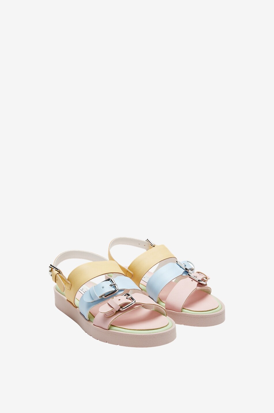 Pastel Rainbow girl's faux leather sandals