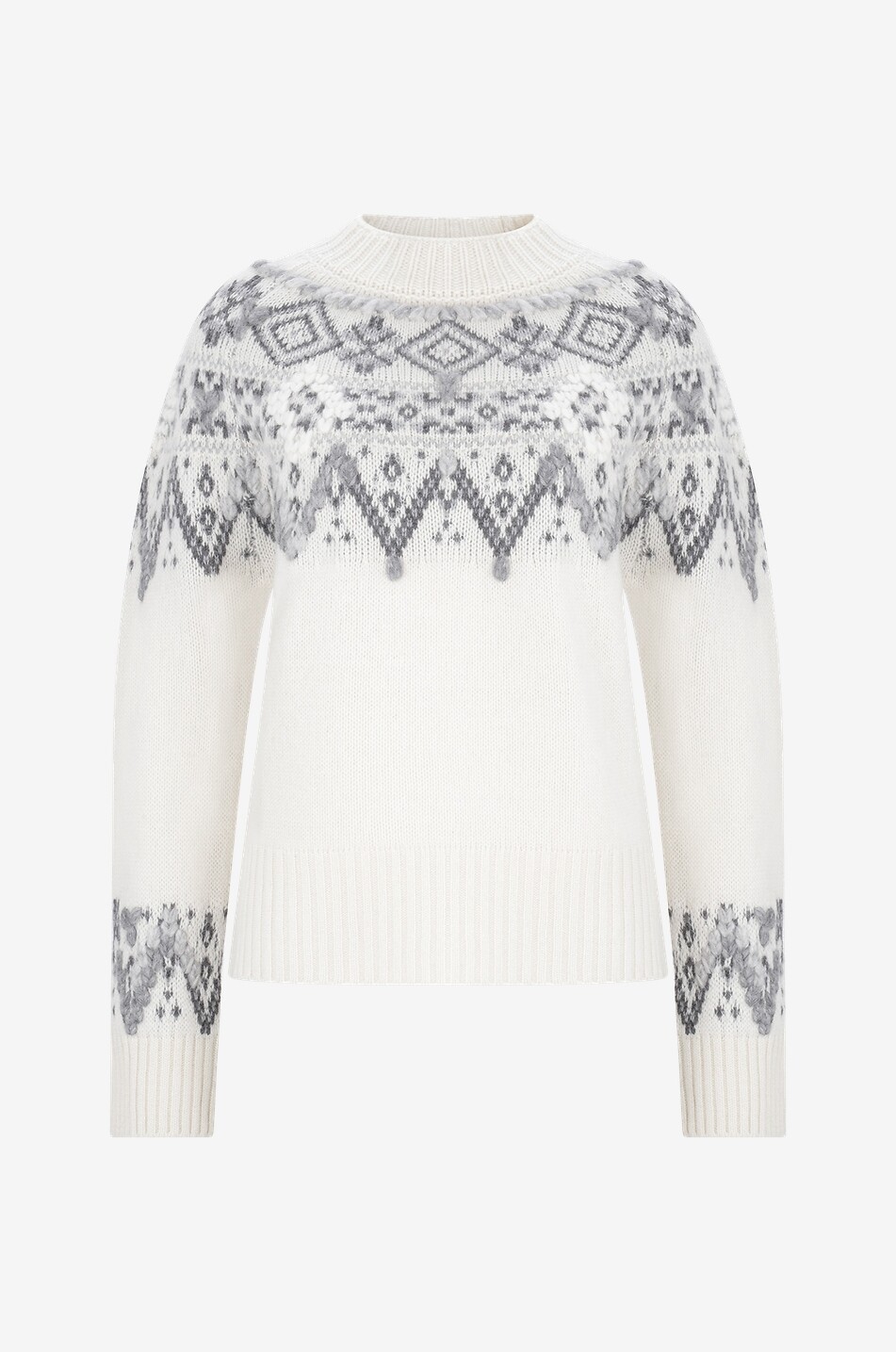 Bestickter Jacquard-Pullover aus Kaschmir