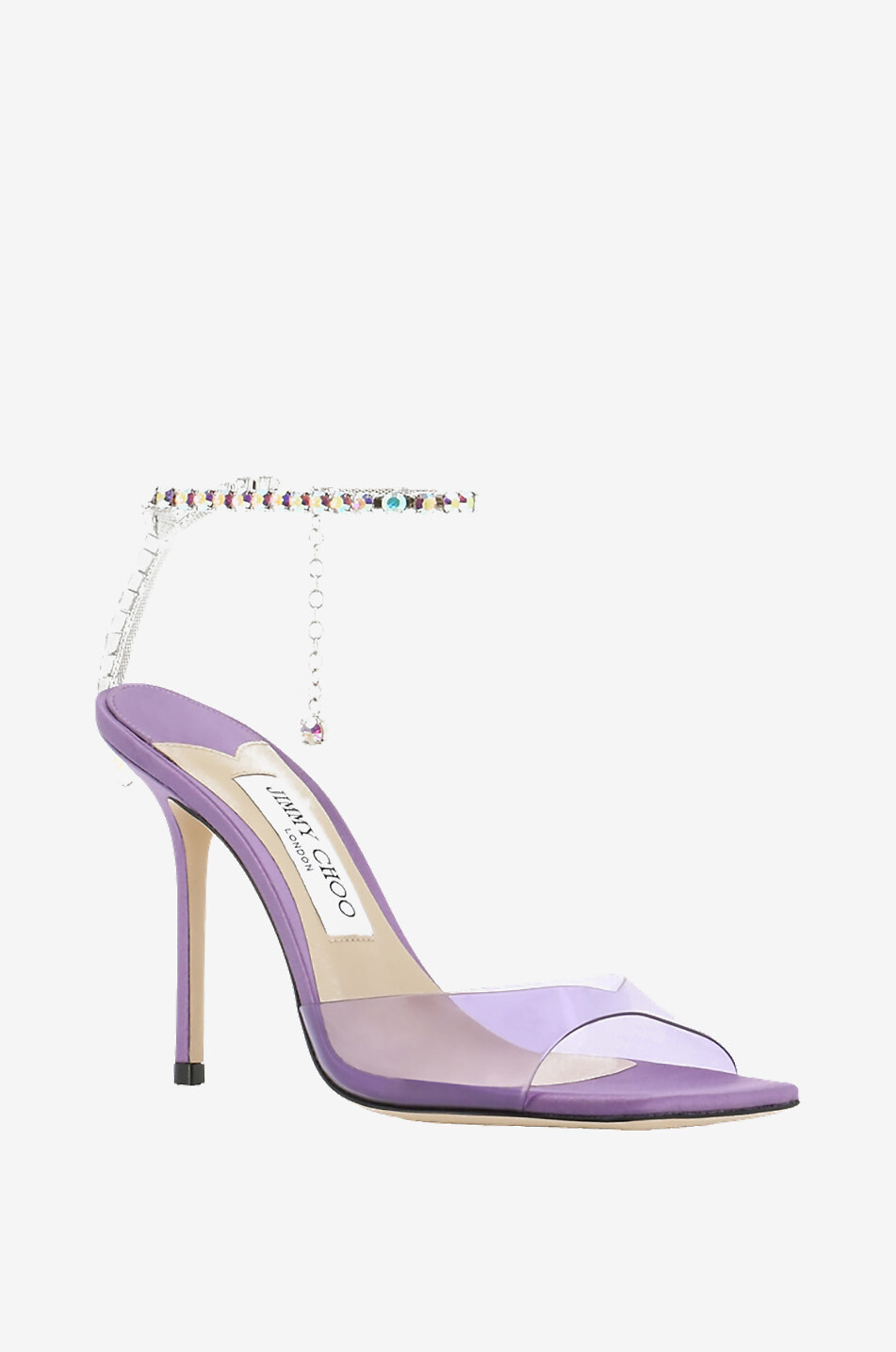 JIMMY CHOO Sandales en plexiglas et cristaux Saeda 100 Femme VIOLET 1